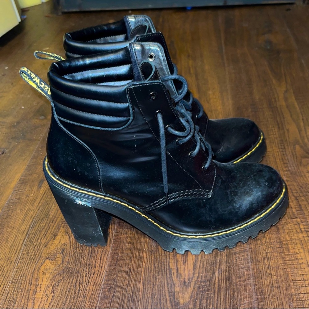 Dr. Marten lace up booties with a heel